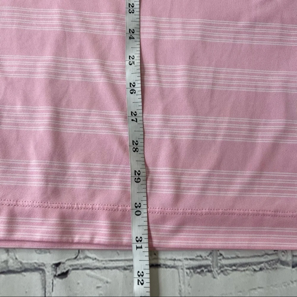 ✅ Nike Golf Tour Performance Pink white stripe polo t-shirt embroidered logo L